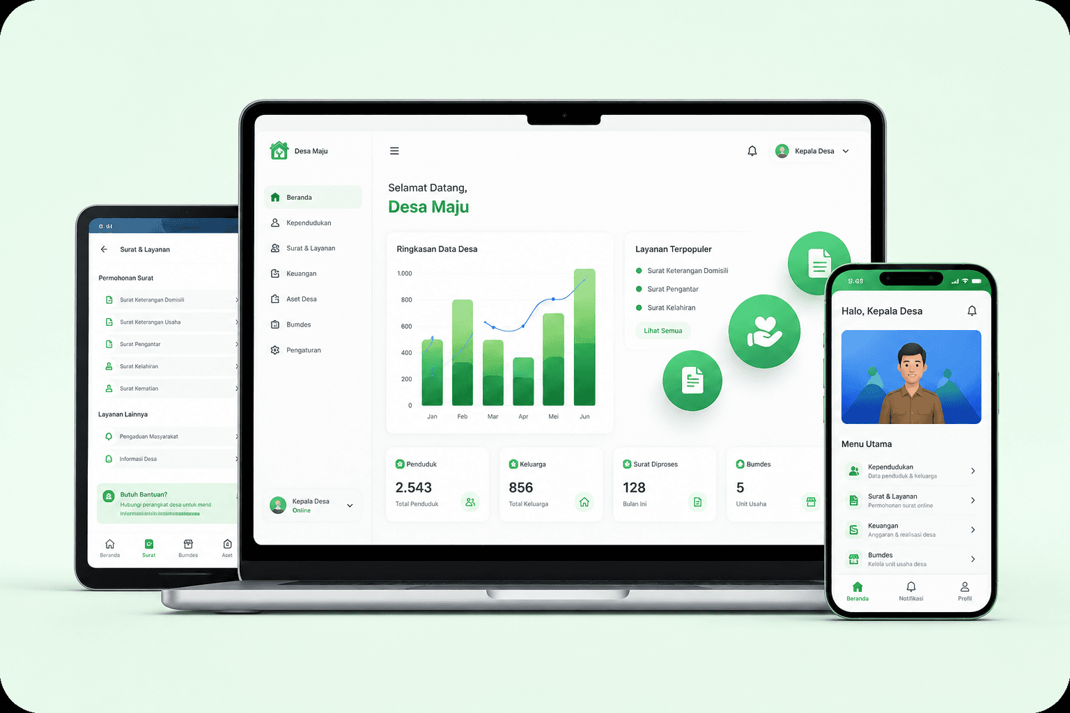 Aplikasi Desa Digital Plus di berbagai perangkat